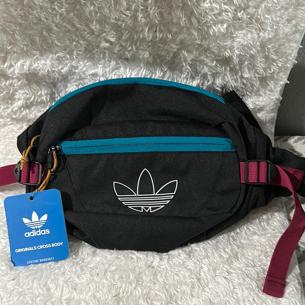 Adidas Black and Teal Crossbody Bag